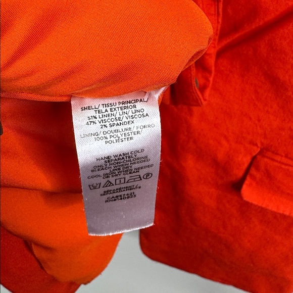 LOFT Women's Size 8 Orange Linen Blend Blazer Smart Casual One Button Jacket - Picture 5 of 6